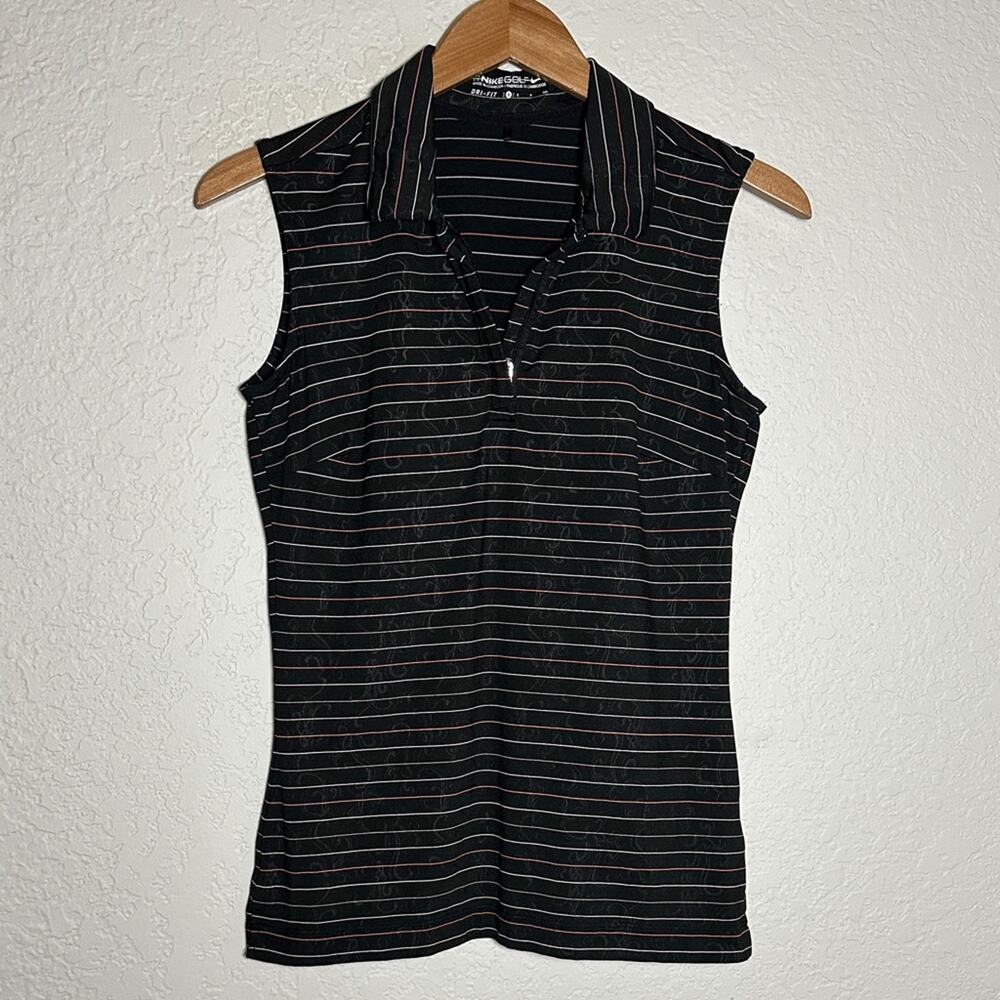Nike Golf Dri-Fit Black Stripe Sleeveless Top Athletic Performance Wear Outdoor